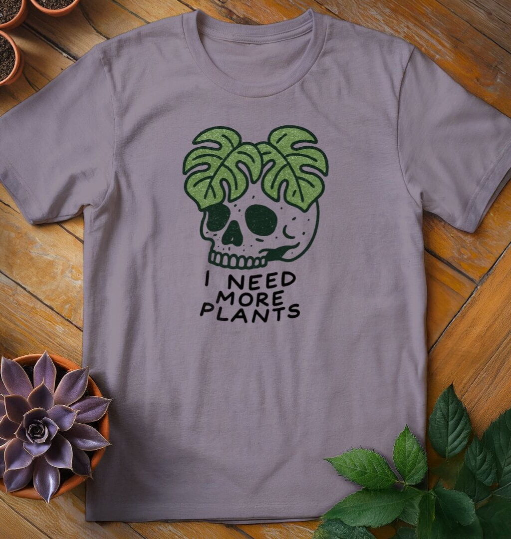 Alternative view of I Need More Plants Skull Tee