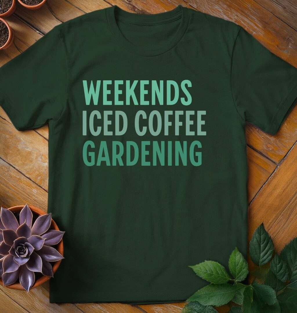 Alternative view of Weekends. Iced Coffee. Gardening Tee
