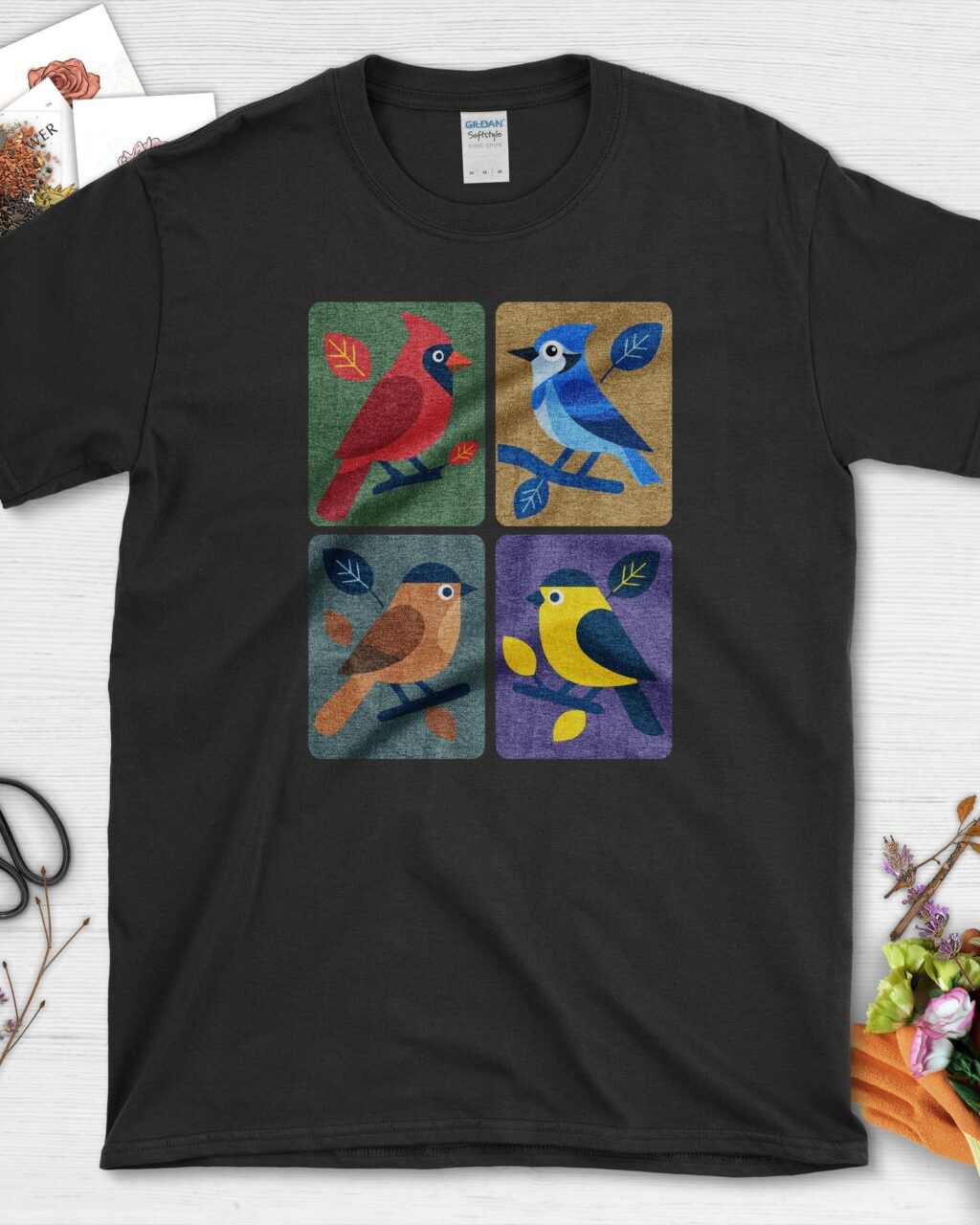 Alternative view of Backyard Quartet Bird Art T-Shirt