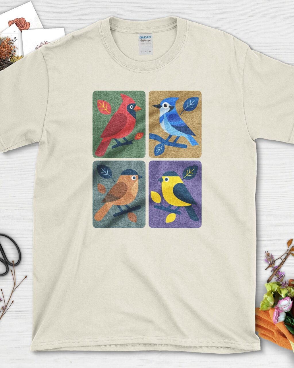 Backyard Quartet Bird Art T-Shirt