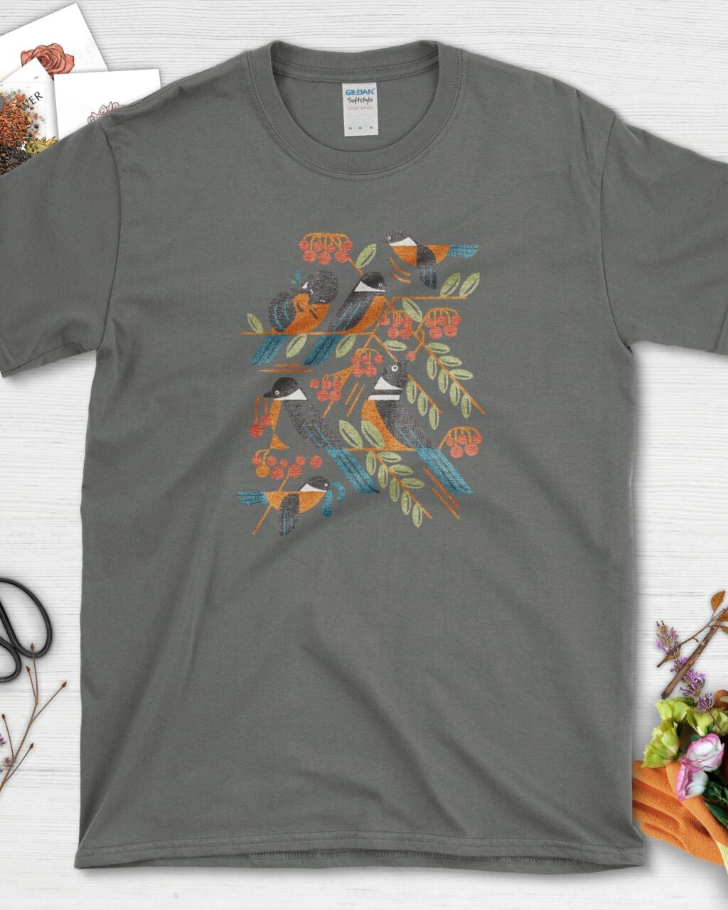 Alternative view of Bird Branch Red Berries T-Shirt
