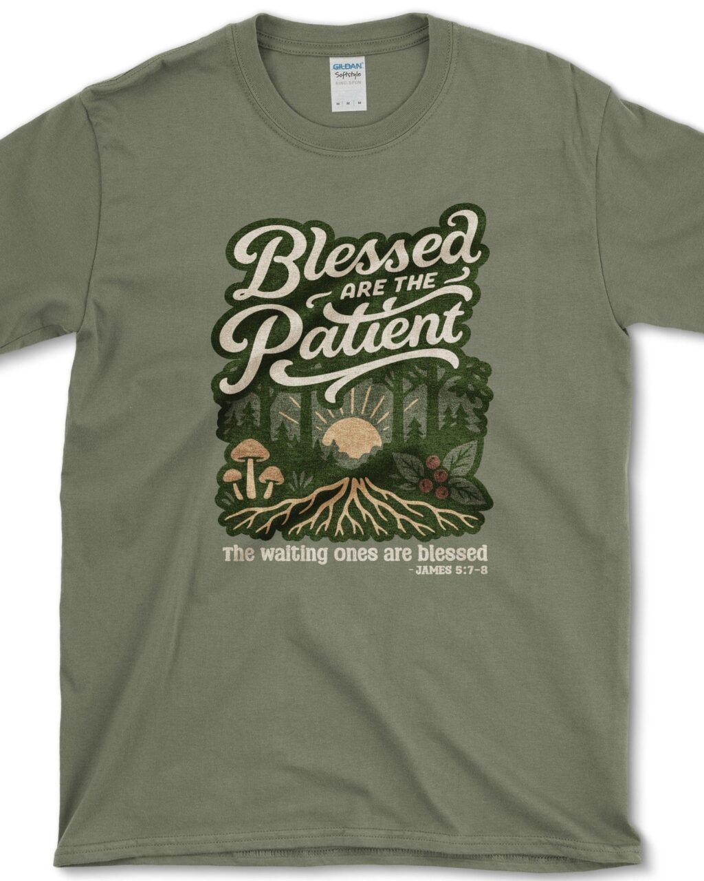 Alternative view of Blessed Are the Patient T-Shirt