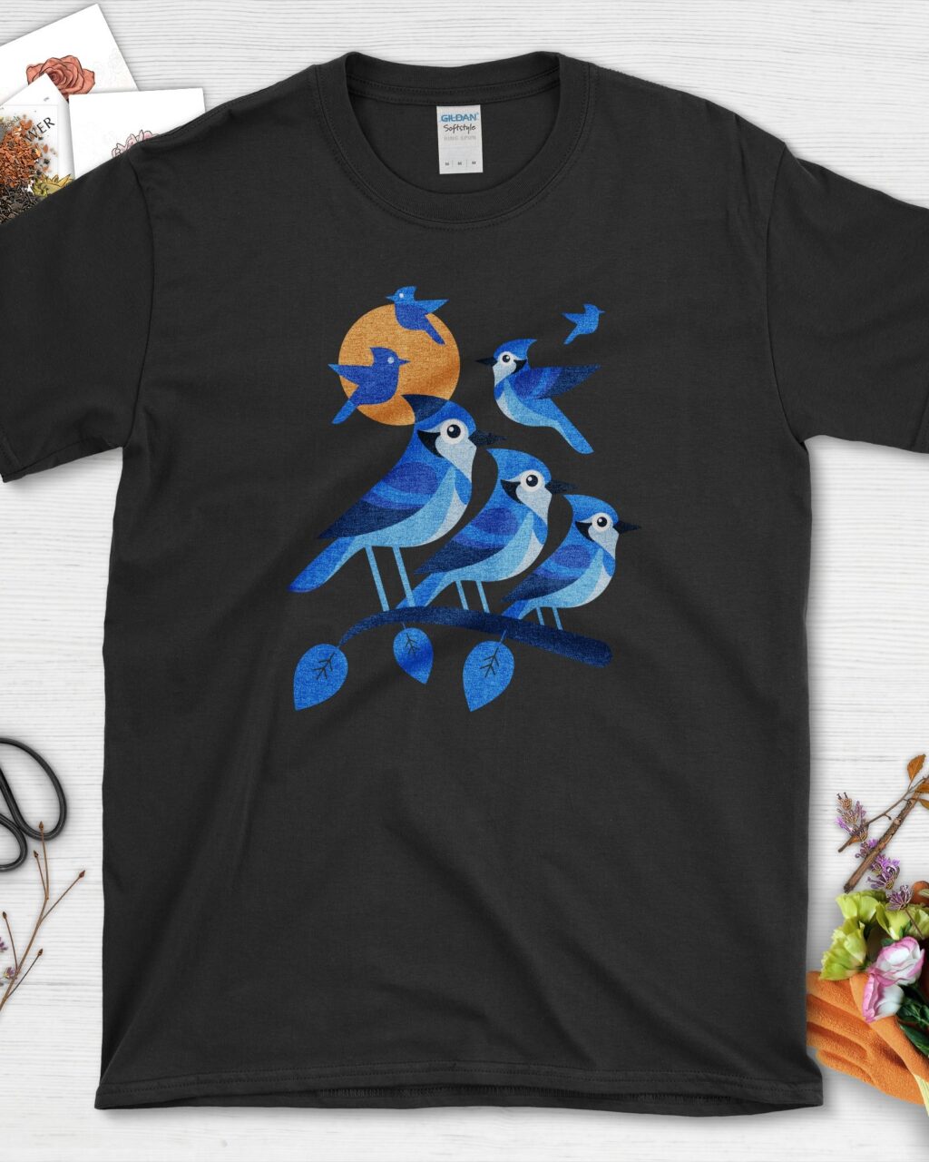 Alternative view of Blue Jay Silhouette Bird T-Shirt