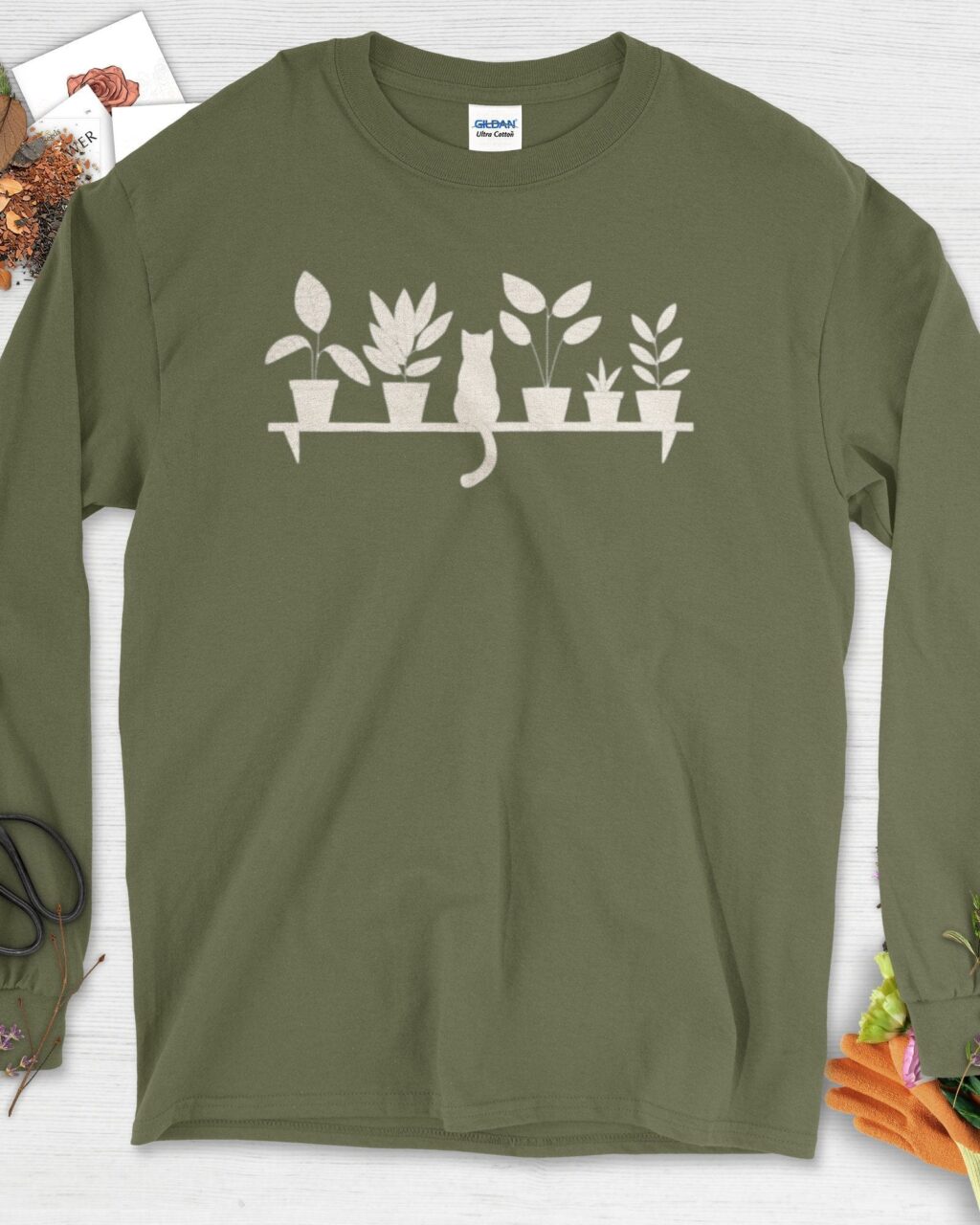 Alternative view of Cat Among Houseplants Long Sleeve