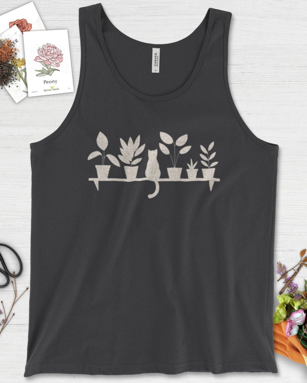Alternative view of Cat Among Houseplants Tank Top