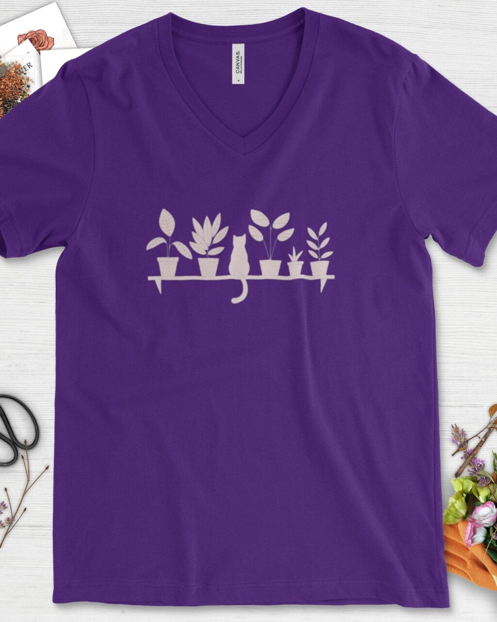 Cat Among Houseplants V-Neck