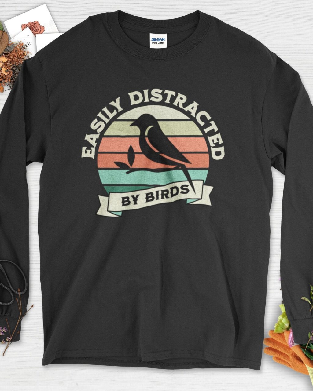 Alternative view of Easily Distracted By Birds Long Sleeve