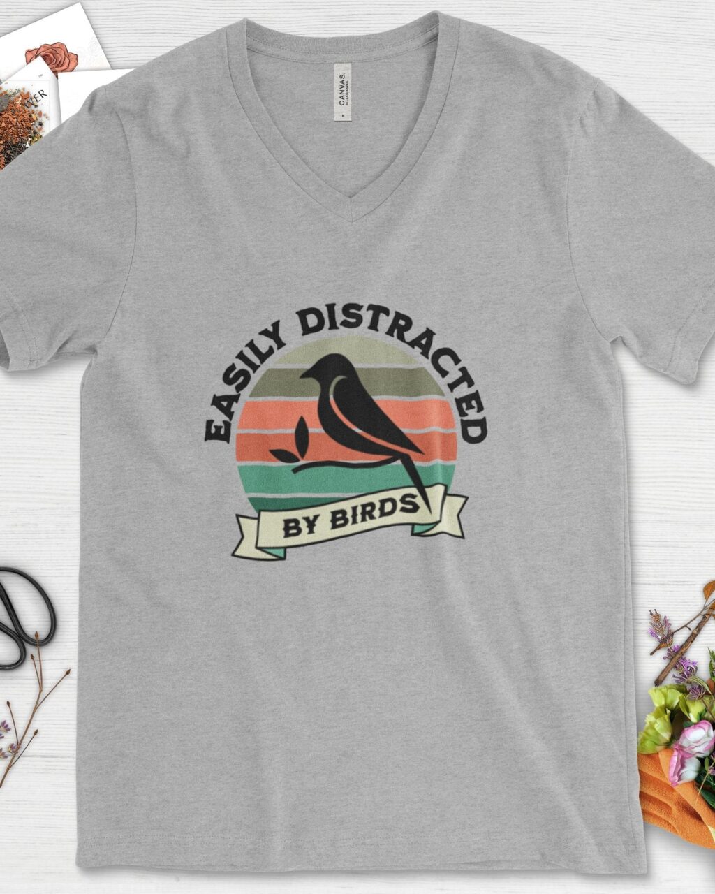Alternative view of Easily Distracted By Birds V-Neck
