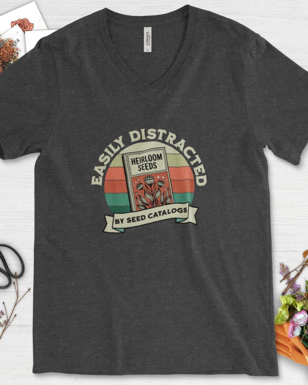 Easily Distracted By Seed Catalogs V-Neck