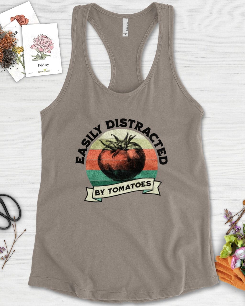 Alternative view of Easily Distracted By Tomatoes Racerback