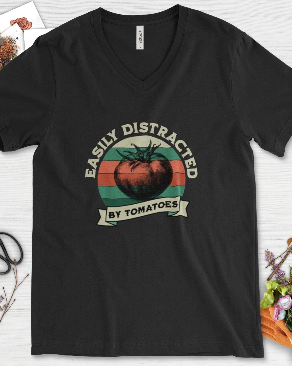 Alternative view of Easily Distracted By Tomatoes V-Neck