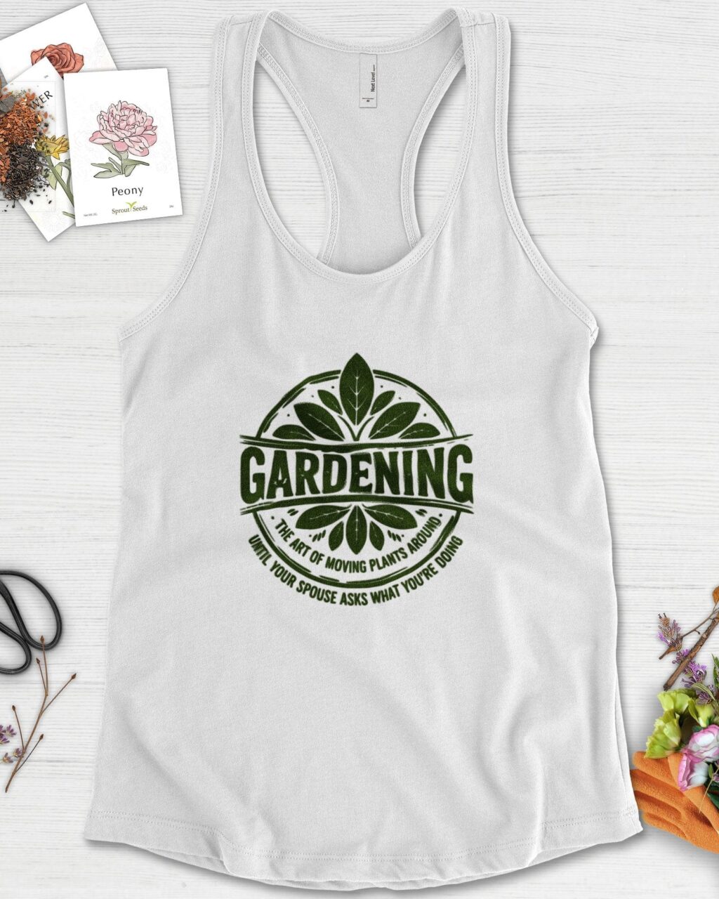 Alternative view of Gardening Art of Moving Plants Racerback