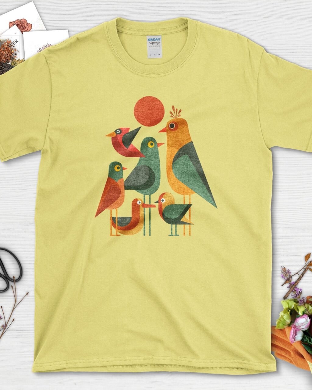Alternative view of Geometric Garden Birds T-Shirt