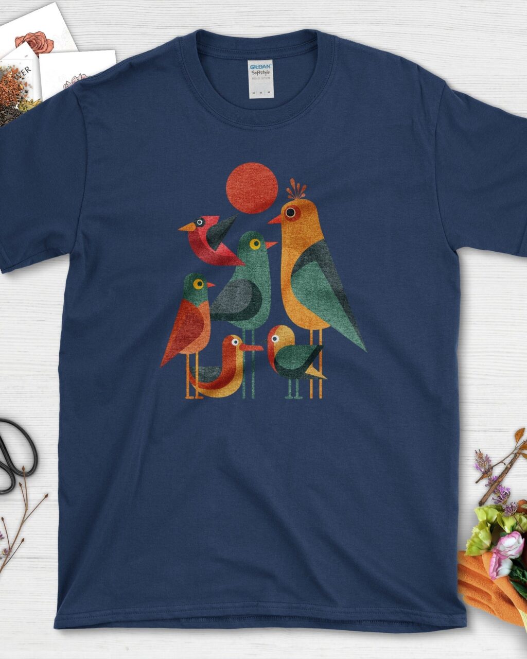 Geometric Garden Birds T-Shirt