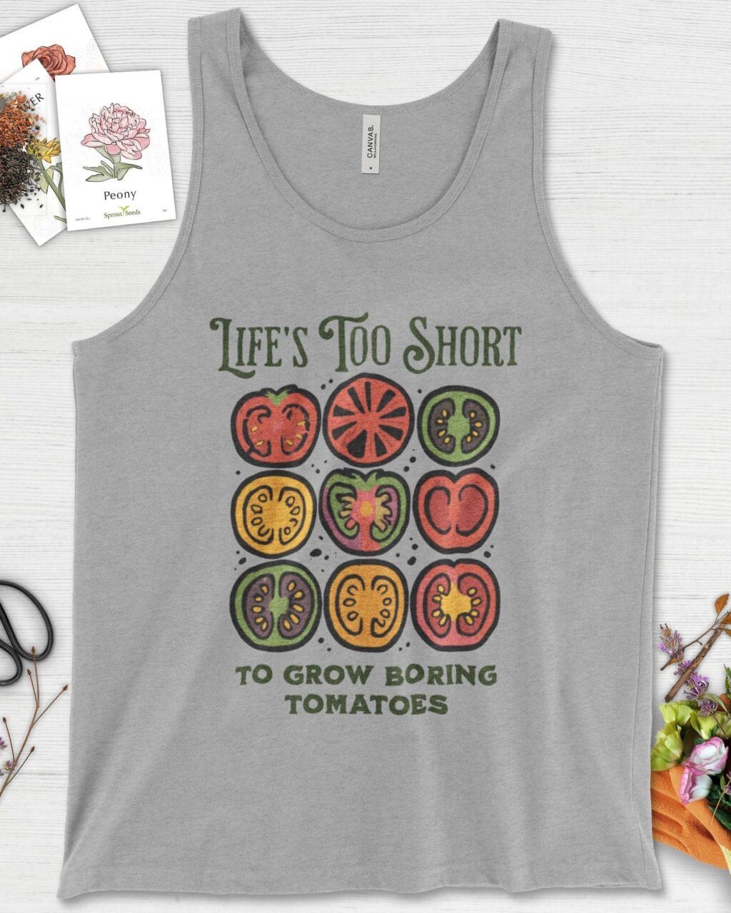 Alternative view of Life's Too Short Tomatoes Tank Top