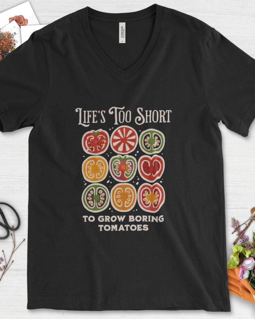 Alternative view of Life's Too Short Tomatoes V-Neck
