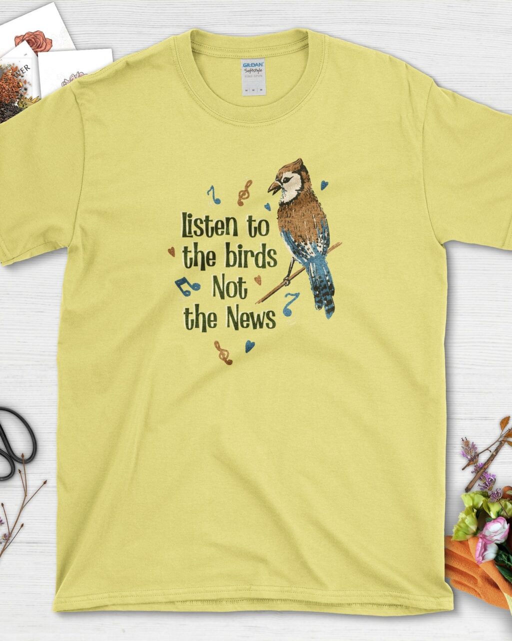 Alternative view of Listen to Birds Not News T-Shirt