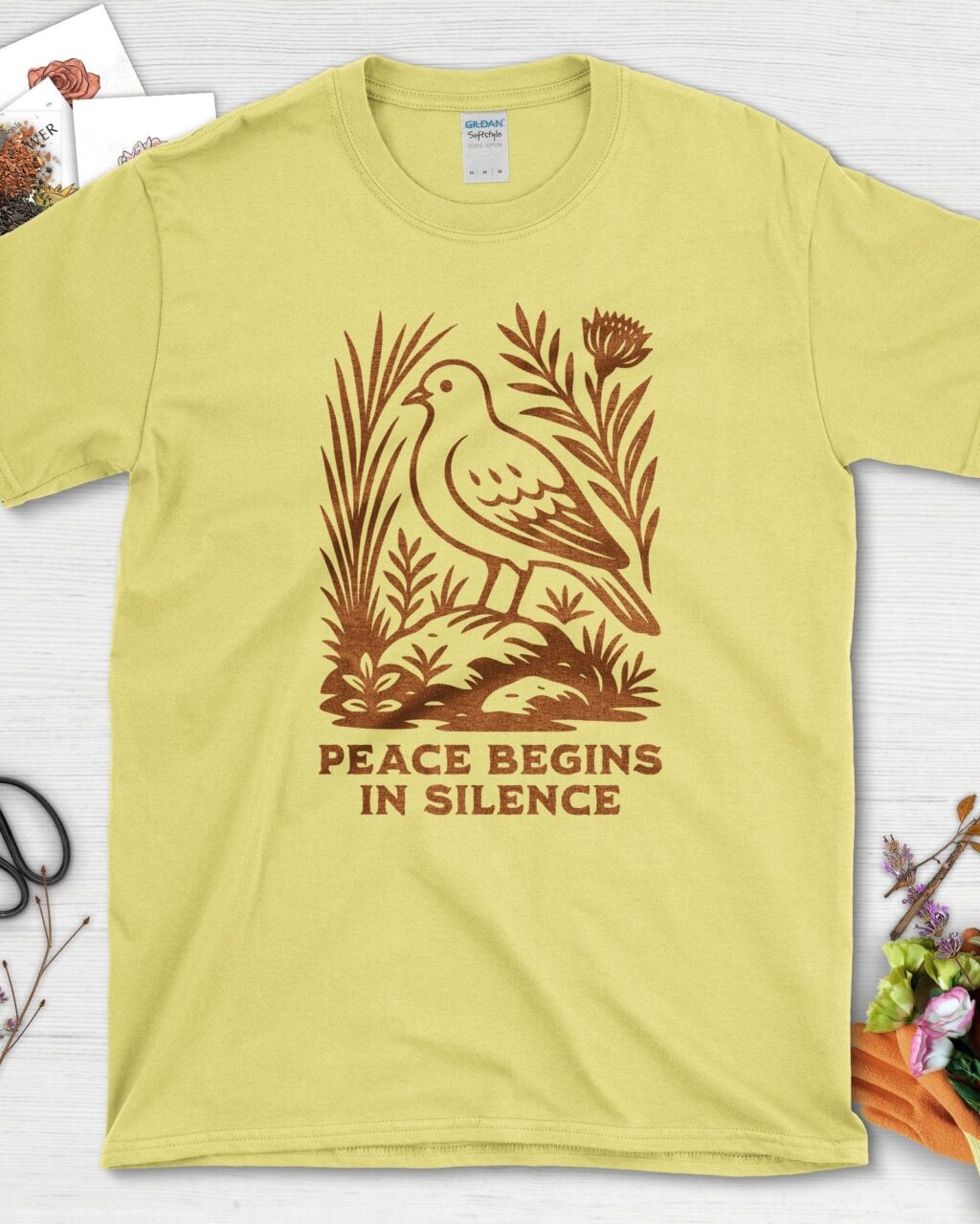 Alternative view of Peace Begins in Silence T-Shirt