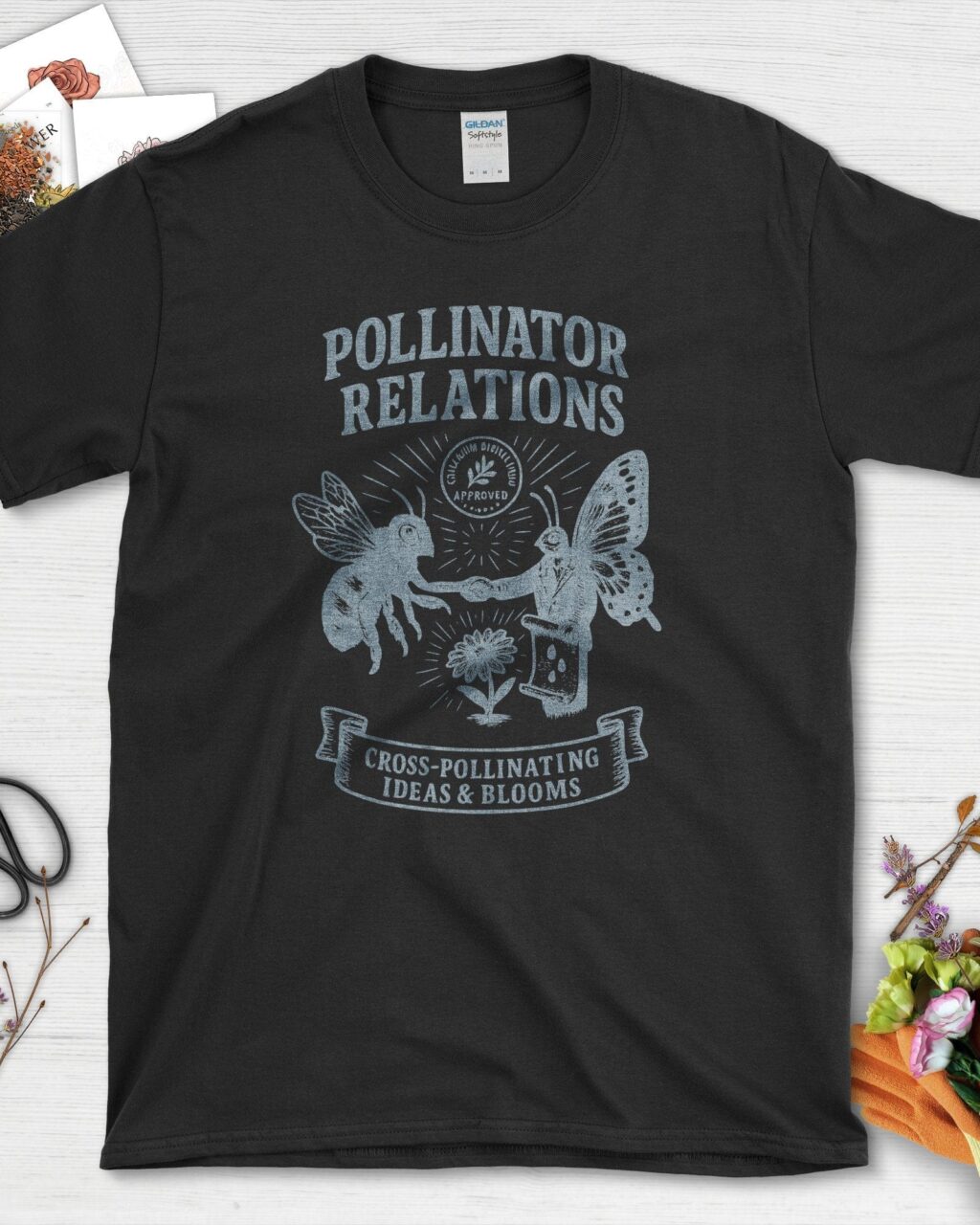 Alternative view of Pollinator Relations Cross-Pollinating T-Shirt