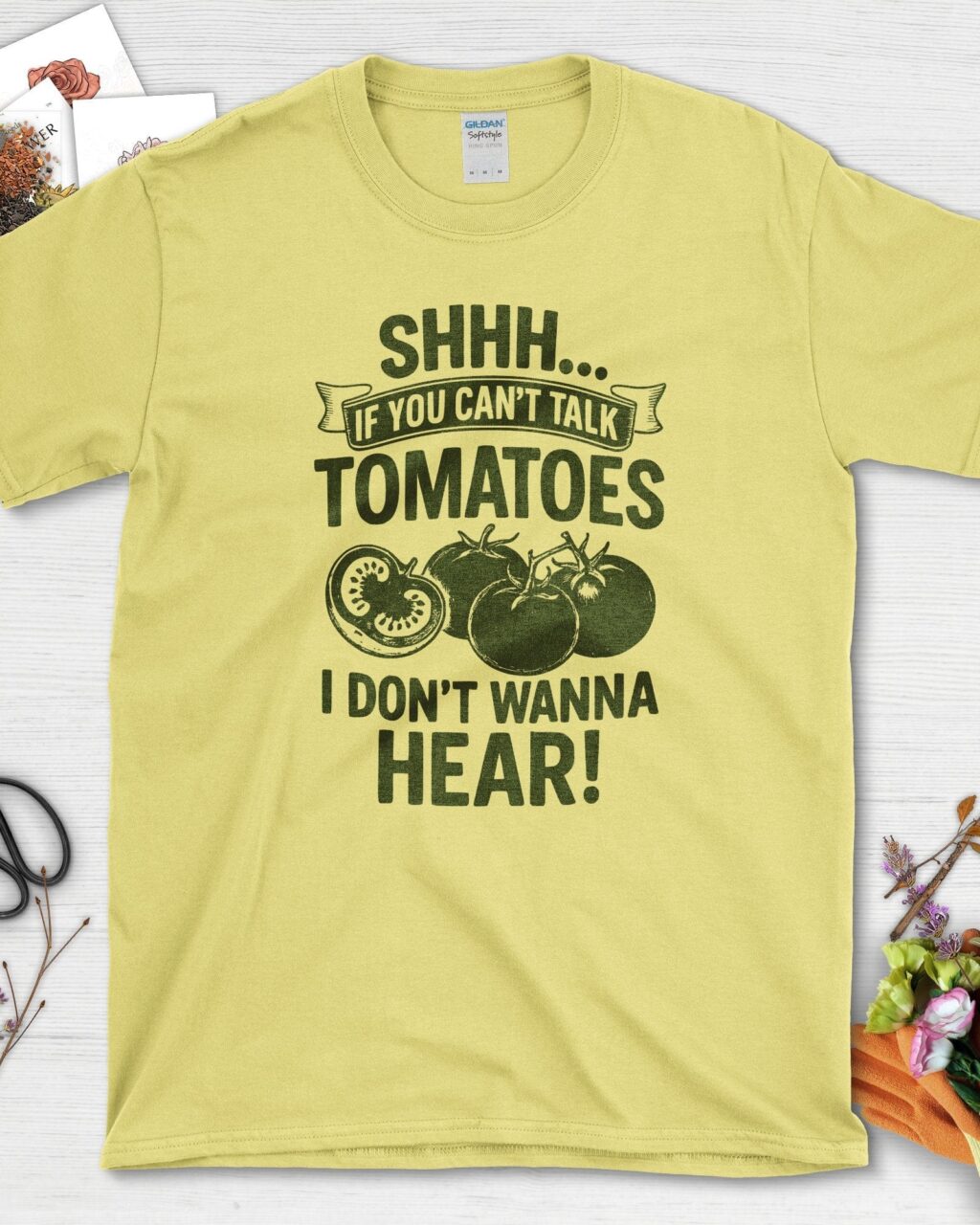 Alternative view of Quiet Tomatoes Humor T-Shirt