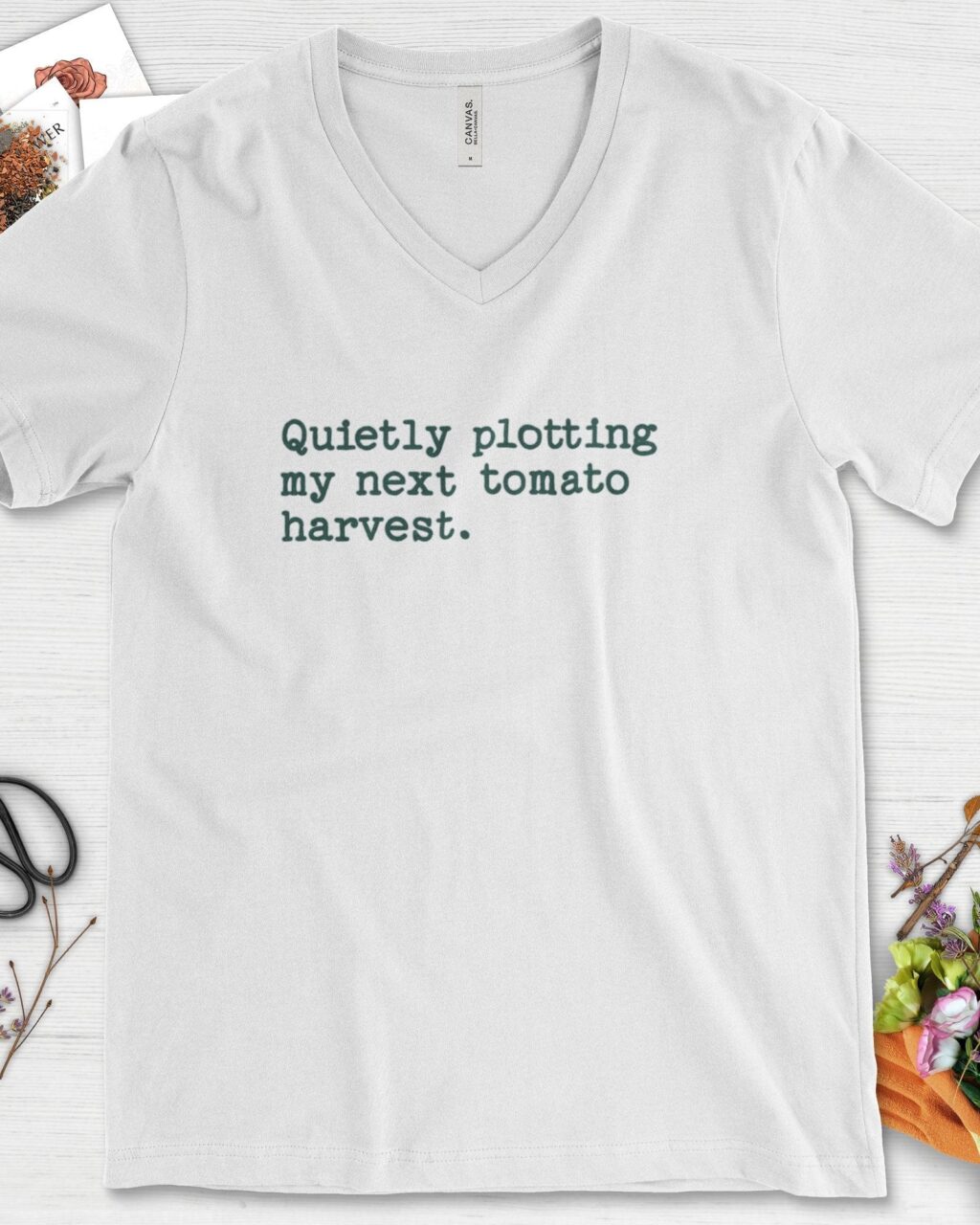 Quietly Plotting Tomato Harvest V-Neck