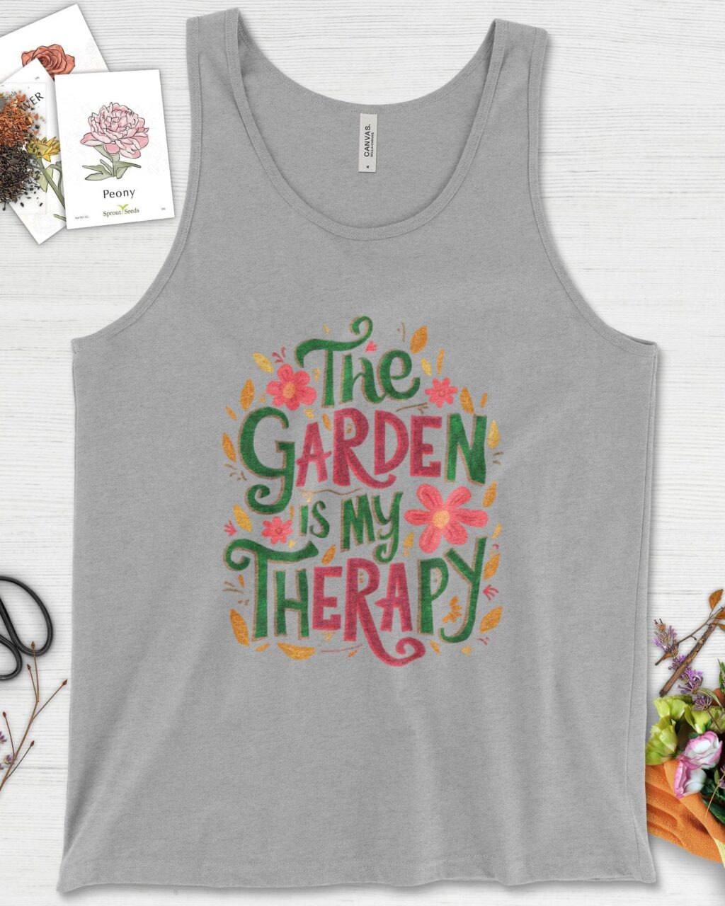 The Garden Is My Therapy Graphic Tank Top