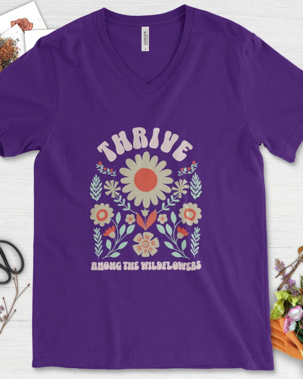 Thrive Among the Wildflowers V-Neck