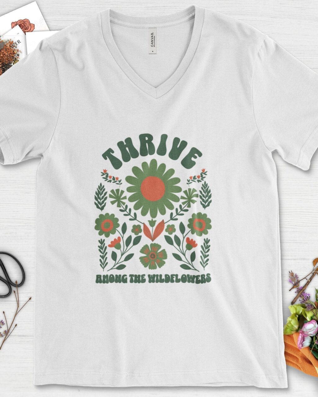 Alternative view of Thrive Among the Wildflowers V-Neck
