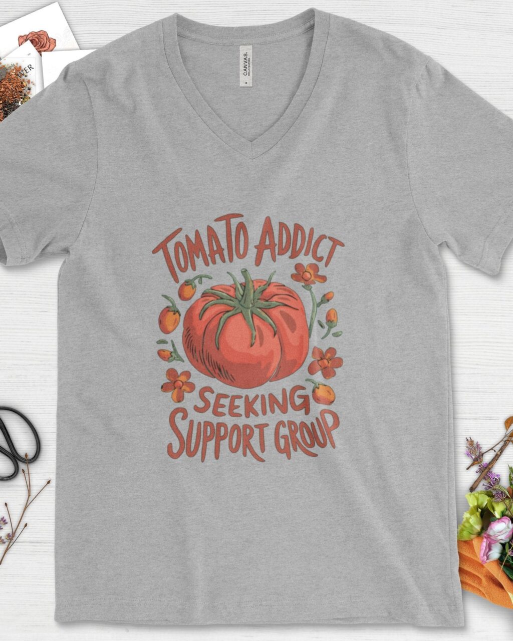 Alternative view of Tomato Addict Support Group V-Neck