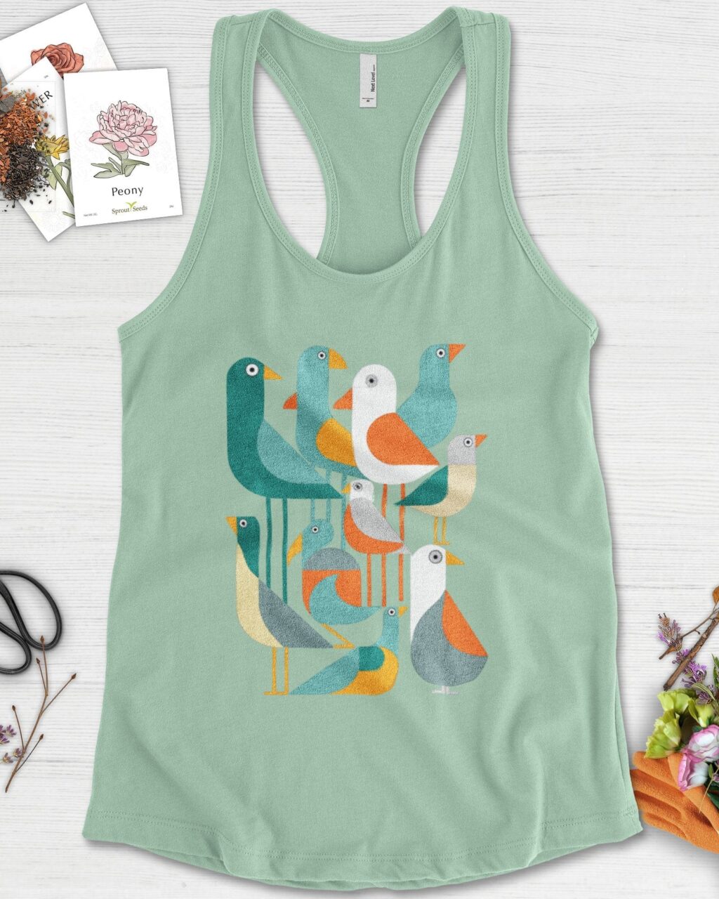 Vibrant Birds Garden Racerback