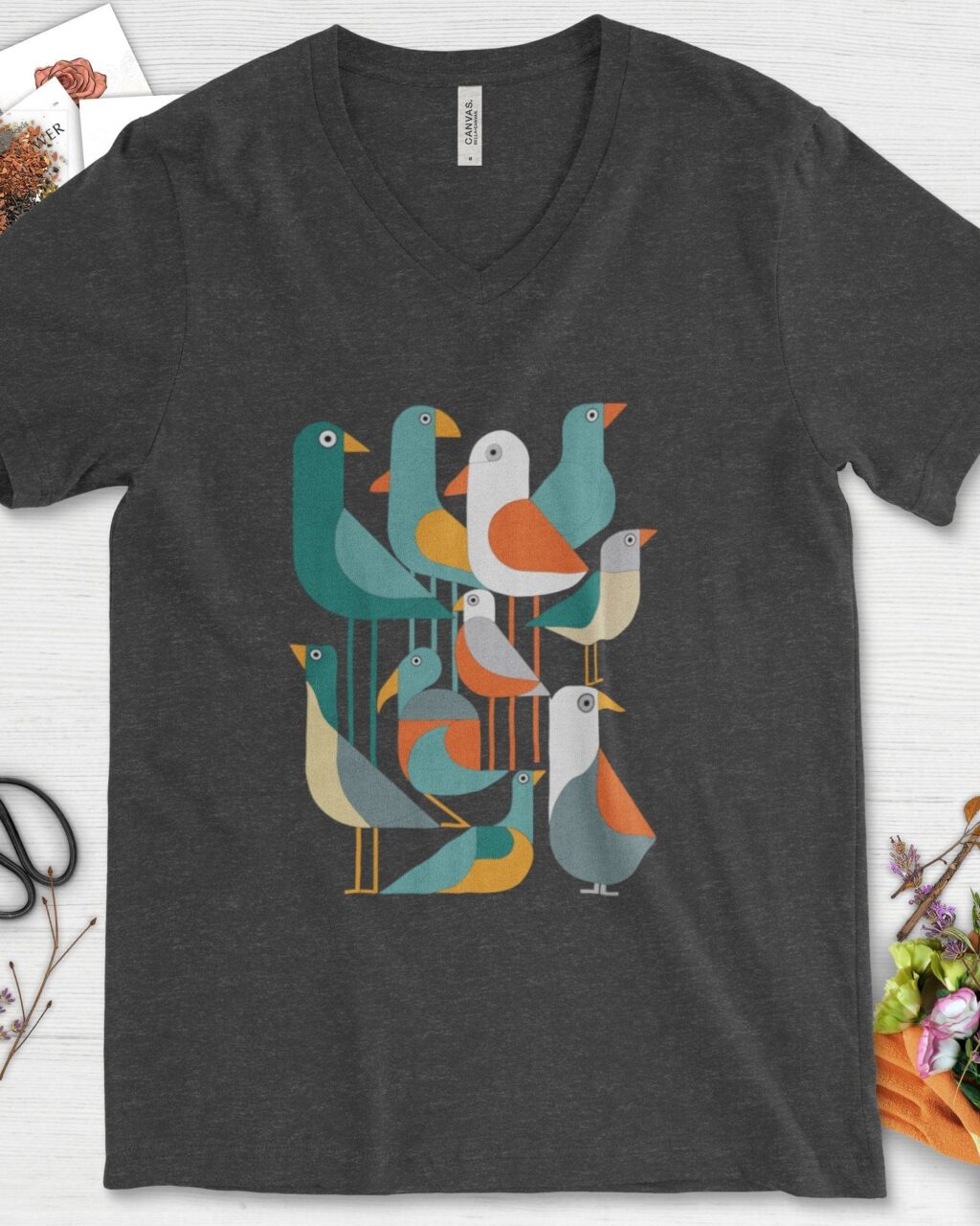Vibrant Birds Garden V-Neck