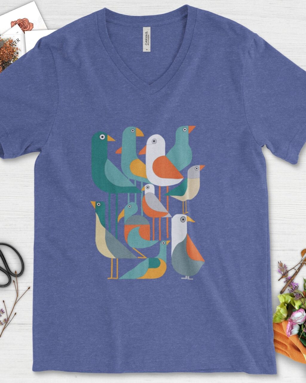 Alternative view of Vibrant Birds Garden V-Neck