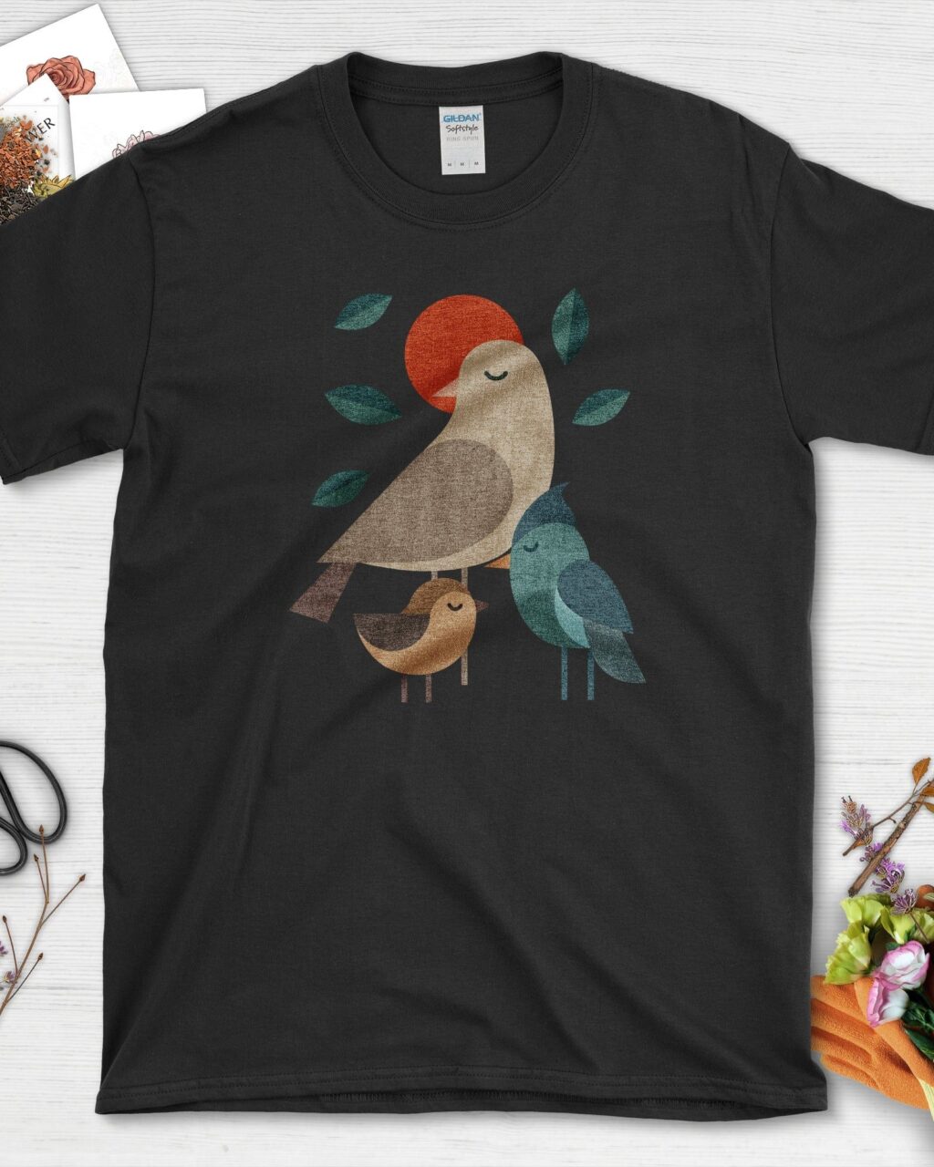 Alternative view of Zen Birds Geometric Birds T-Shirt